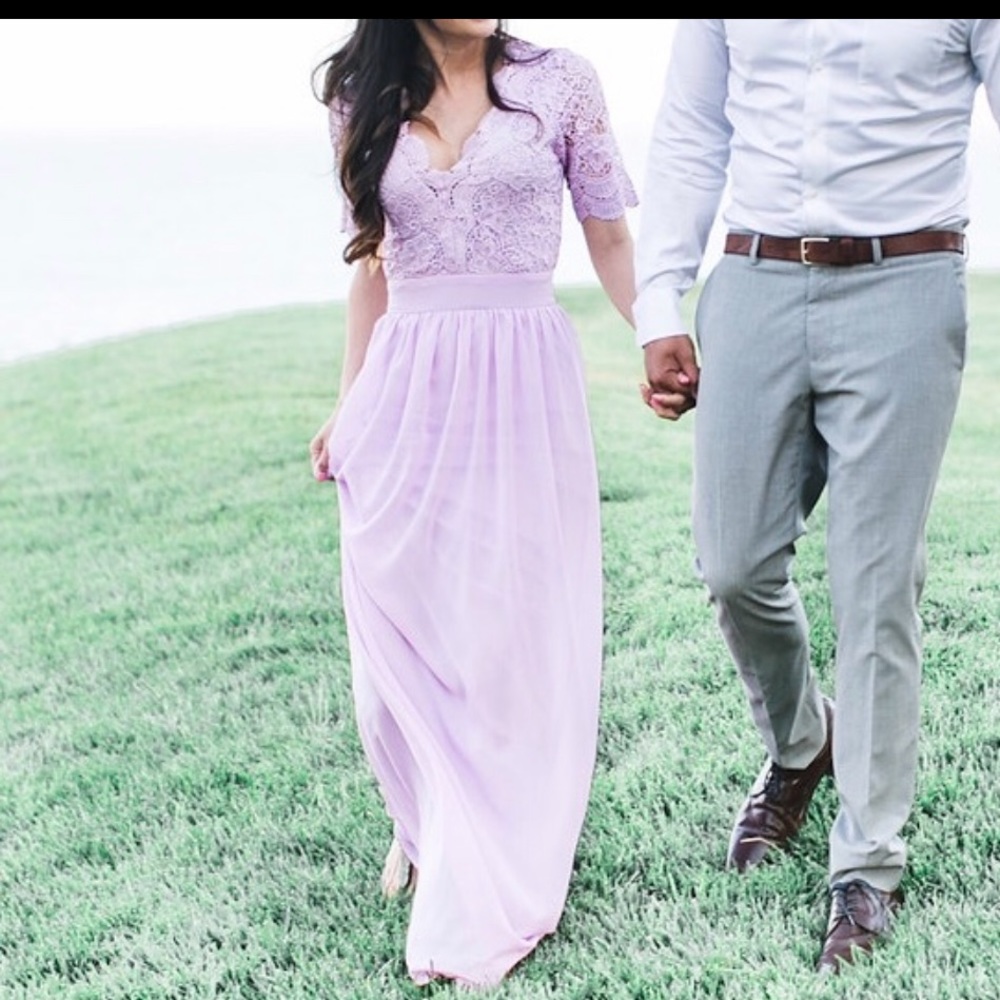 Lilac lace maxi dress
